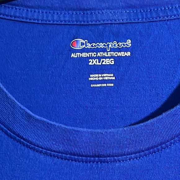 Champion Mens Blue Authentic Crew Neck Short Sleeves Pullover T Shirt Size 2X - Picture 3 of 4